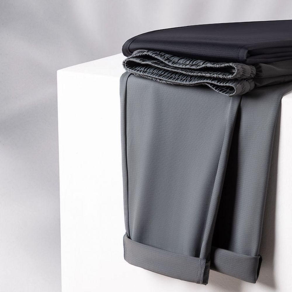 Été Léger Luxe Glace Soie Pantalons Hommes Élastiques Droits Longs Légers Et Respirants D'âge Moyen Jeunes Décontractés