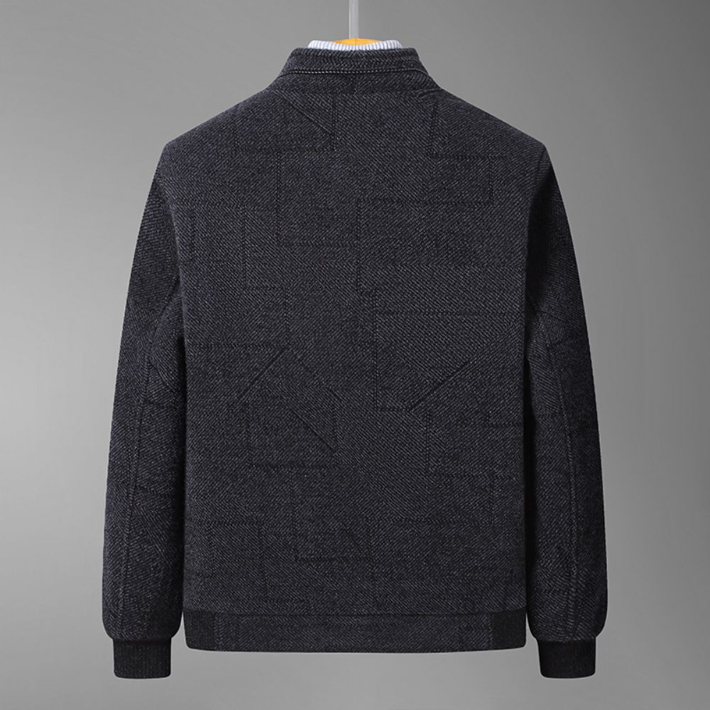 2024 Printemps Et Automne D'âge Moyen Coupe Ajustée Laine Veste Hommes Décontracté Coton Épaissi Papa Vêtements