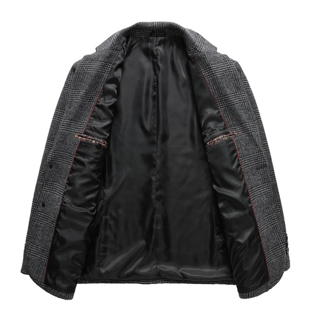 2024 Automne Et Hiver Costume À Carreaux Hommes Mince Laine Petit Manteau