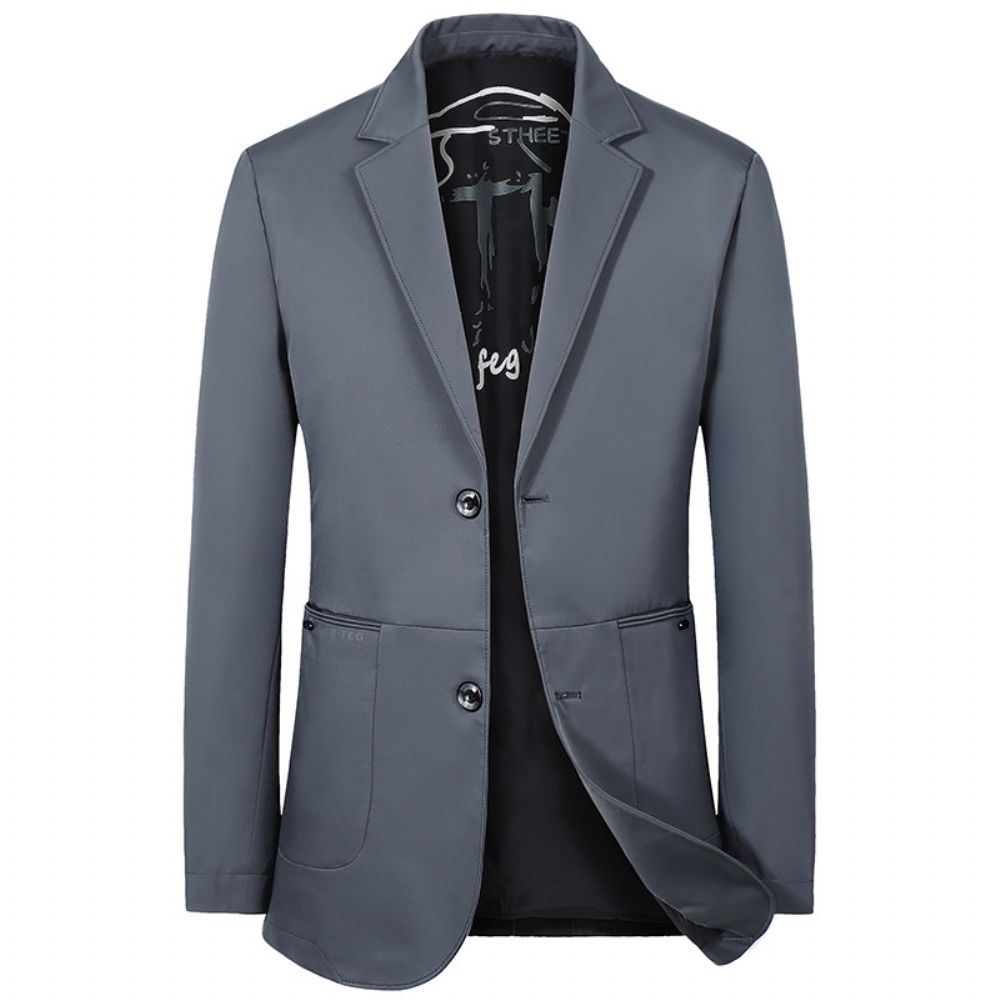 2024 Noir Printemps Et Automne Creuser Sac Pas Fentes Couleur Unie Costume Décontracté Col Ourlet Droit Slim Fit