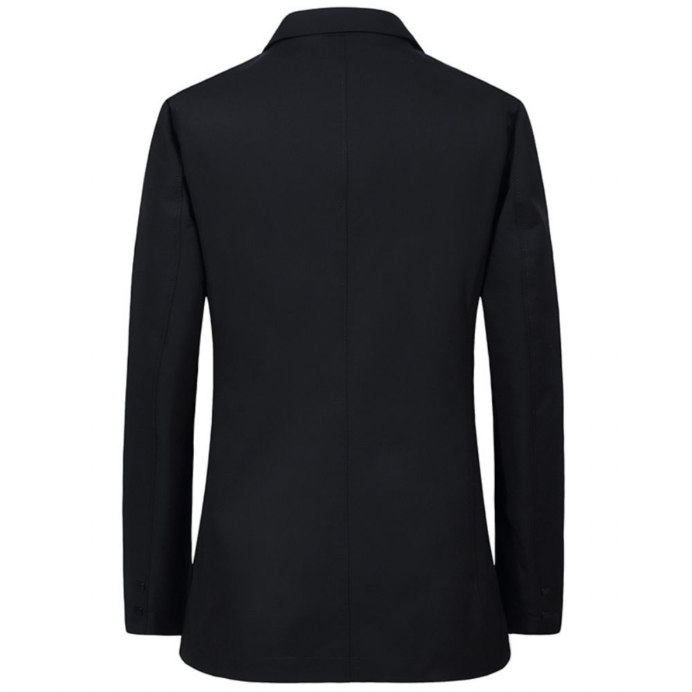 2024 Noir Printemps Et Automne Creuser Sac Pas Fentes Couleur Unie Costume Décontracté Col Ourlet Droit Slim Fit