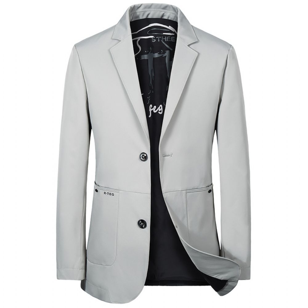 2024 Noir Printemps Et Automne Creuser Sac Pas Fentes Couleur Unie Costume Décontracté Col Ourlet Droit Slim Fit