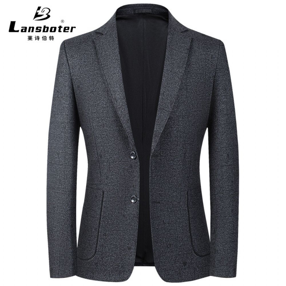 Automne Et Hiver Élastique Plaid Hommes Costume D'âge Moyen Slim Non-fer Décontracté