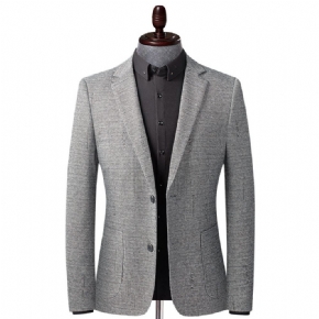 Automne Et Hiver Tricoté Élastique Jacquard Costume D'âge Moyen Jeunes Hommes Coupe Ajustée Sans Repassage Décontracté