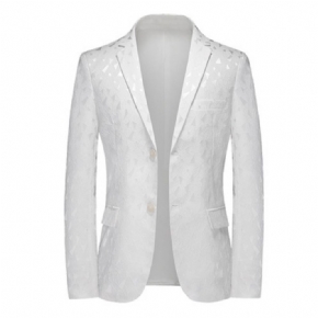 Blazer En Relief Décontracté Pour Hommes Slim Grande Taille Blanc Petit Costume Haut