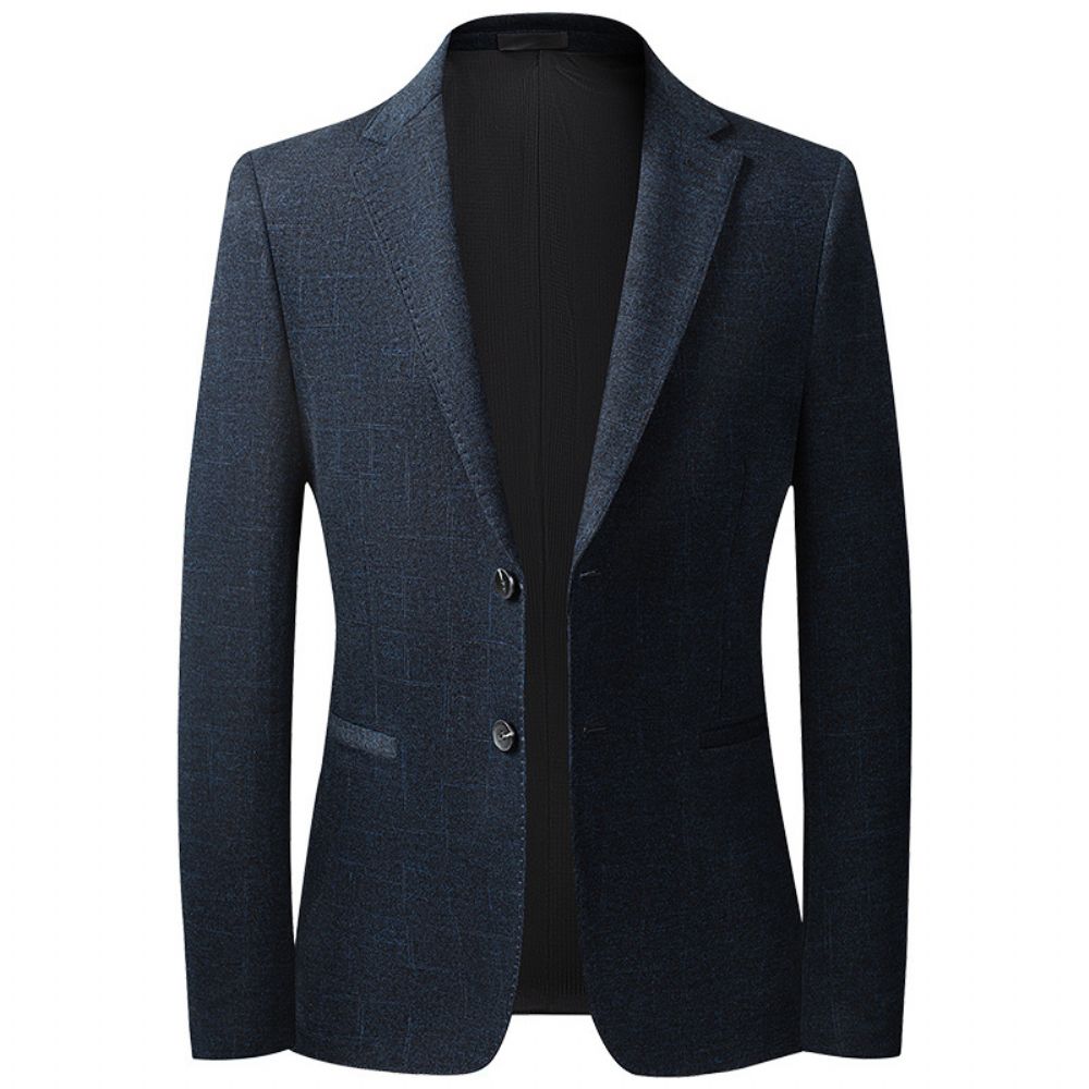 Costume Décontracté Pour Hommes 2024 Automne Tricoté Élastique Plaid Jeune Et D'âge Moyen