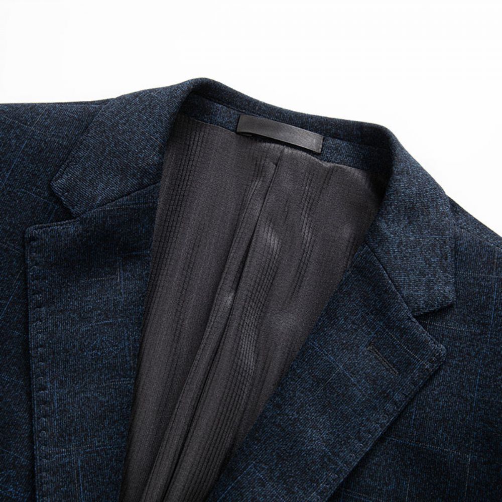 Costume Décontracté Pour Hommes 2024 Automne Tricoté Élastique Plaid Jeune Et D'âge Moyen