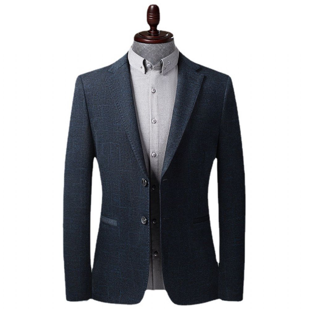 Costume Décontracté Pour Hommes 2024 Automne Tricoté Élastique Plaid Jeune Et D'âge Moyen