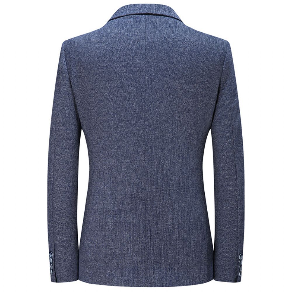 Costume Décontracté Hommes Automne Jeunesse Tricoté Élastique Couleur Unie Petit Veste Papa Porter