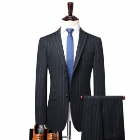 Costume Hommes Veste Marié Robe Mariée Décontracté Rayé Petit Stretch Slim Deux Pièces