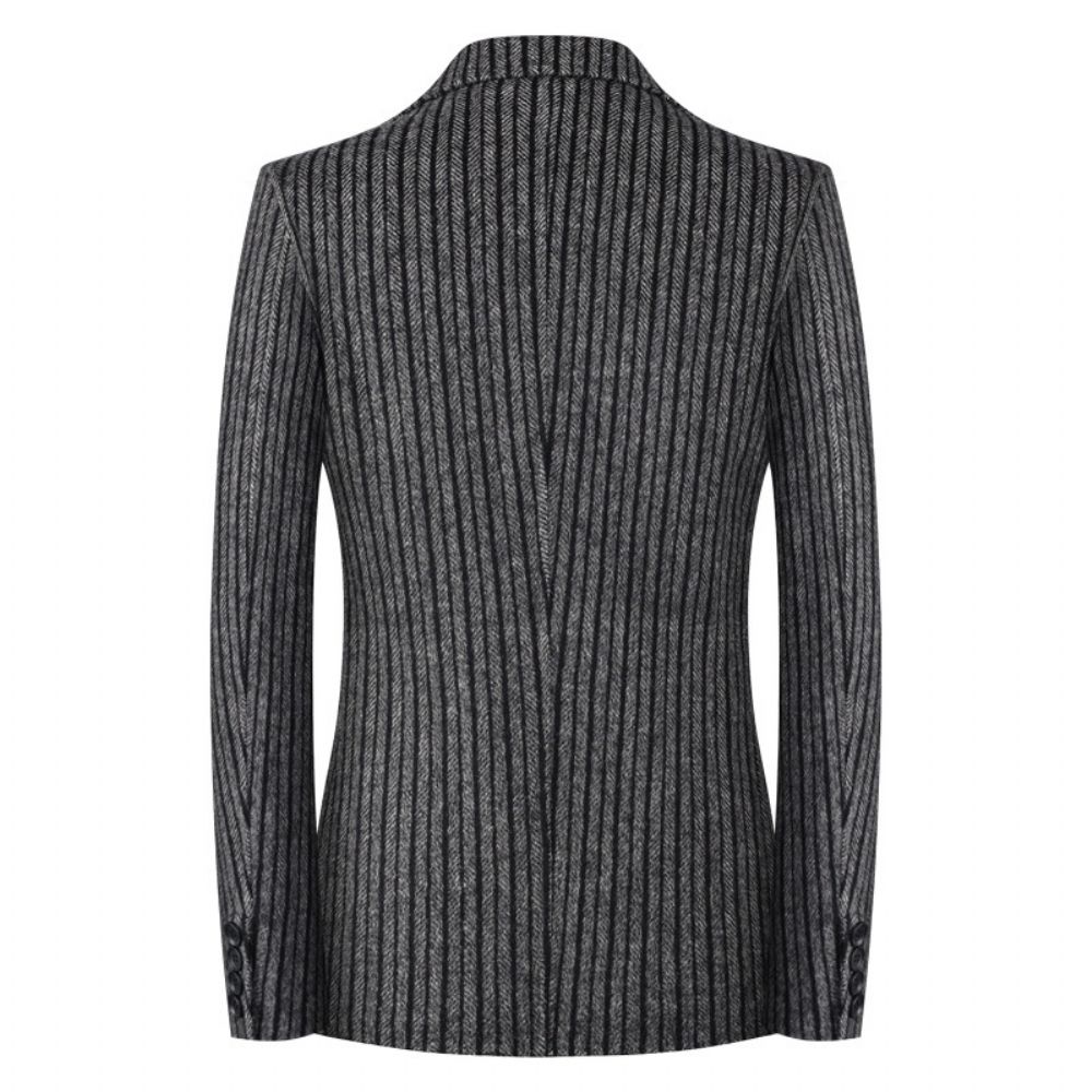 Costume En Laine Simple Double Face Hommes 2024 Automne Et Hiver Tendance Mince Rayé Petit Cachemire Nizi Veste