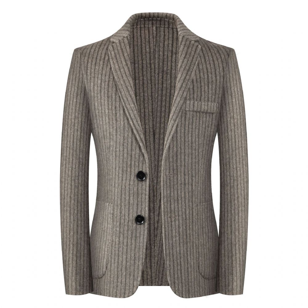 Costume En Laine Simple Double Face Hommes 2024 Automne Et Hiver Tendance Mince Rayé Petit Cachemire Nizi Veste
