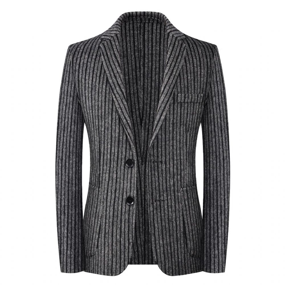 Costume En Laine Simple Double Face Hommes 2024 Automne Et Hiver Tendance Mince Rayé Petit Cachemire Nizi Veste