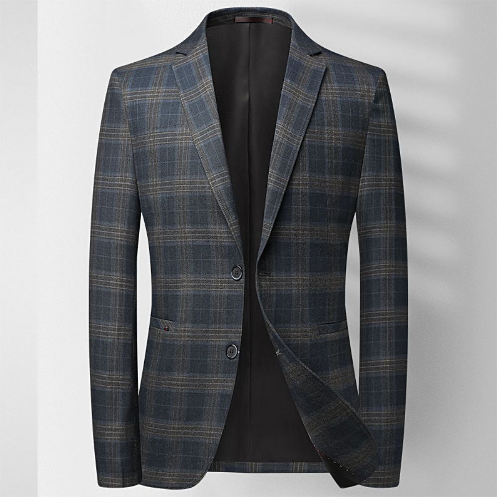 Hommes Printemps Et Automne Costumes Décontractés Jeunes D'âge Moyen Plaid Petits Tendance Veste