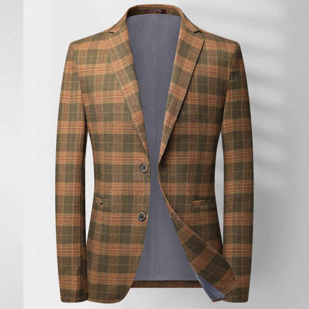 Hommes Printemps Et Automne Costumes Décontractés Jeunes D'âge Moyen Plaid Petits Tendance Veste