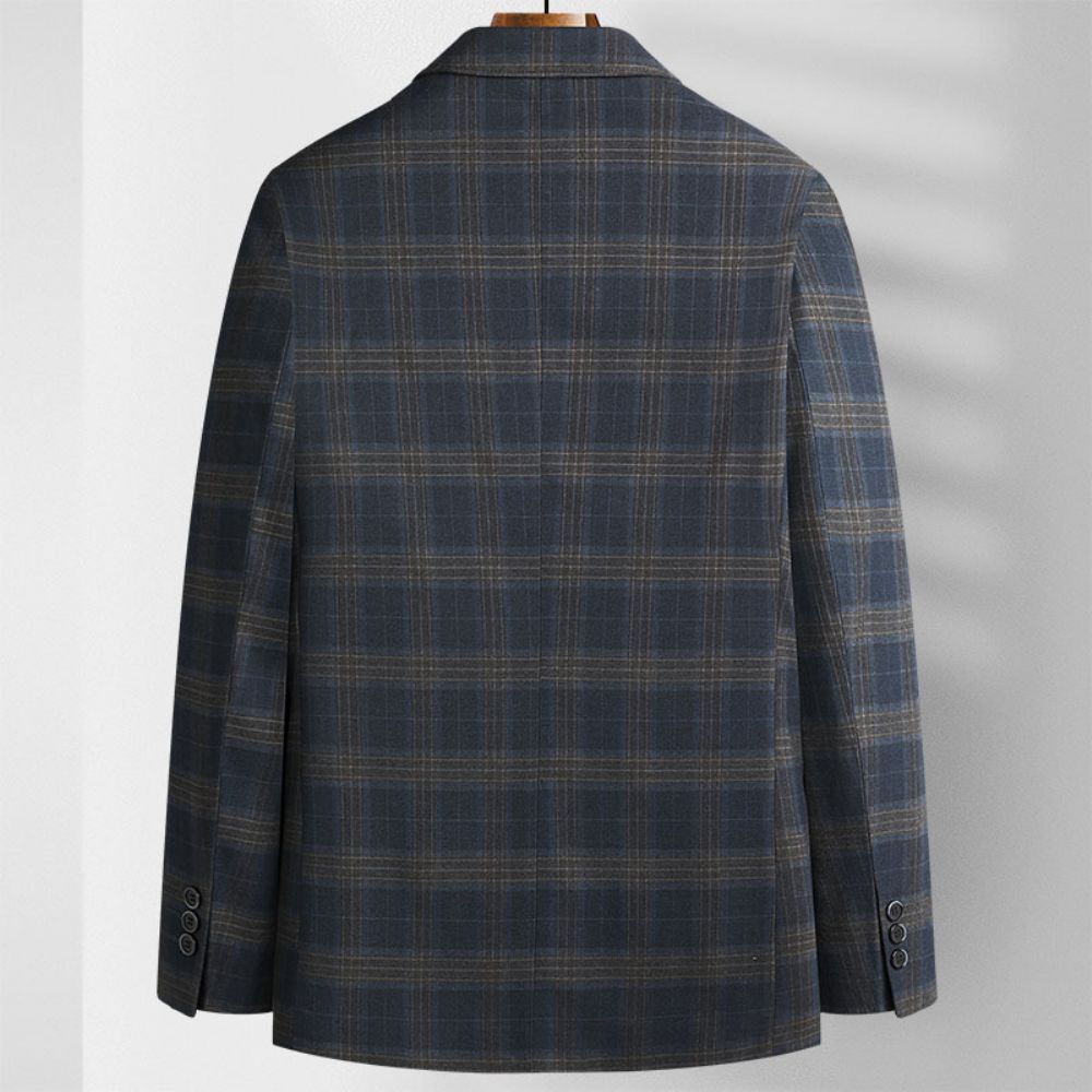 Hommes Printemps Et Automne Costumes Décontractés Jeunes D'âge Moyen Plaid Petits Tendance Veste