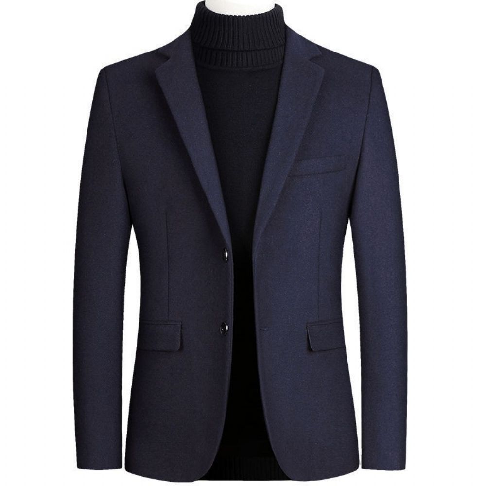 Manteau En Laine D'automne Et D'hiver Veste Costume Pour Hommes Couleur Unie Décontractée