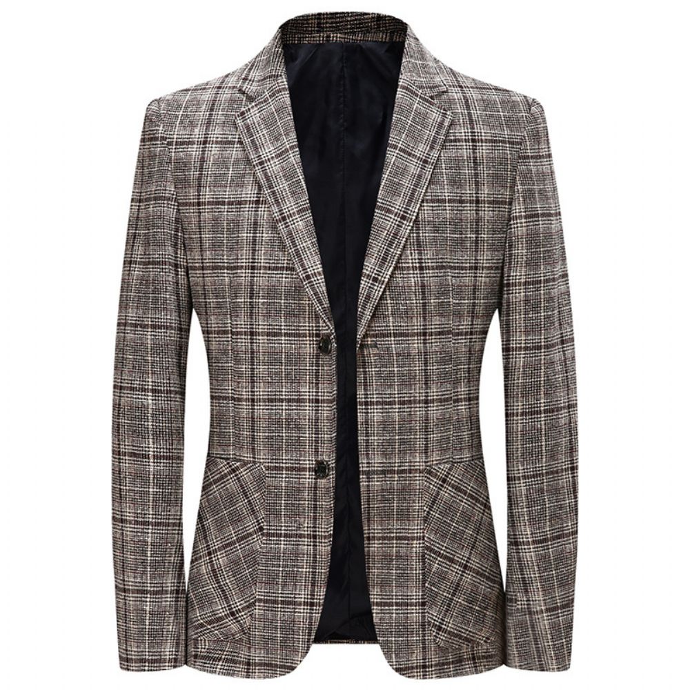 Veste Costume Décontractée À Carreaux Pour Hommes D'épaule D'affaires D'automne Petit