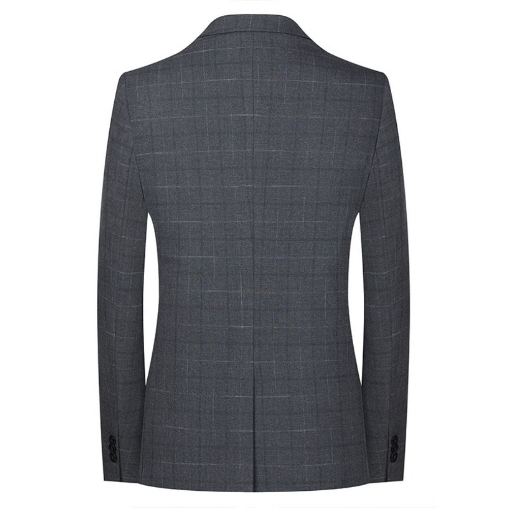 2024 Automne Et Hiver Plaid Hommes Deux Pièces Élastique Costume Décontracté