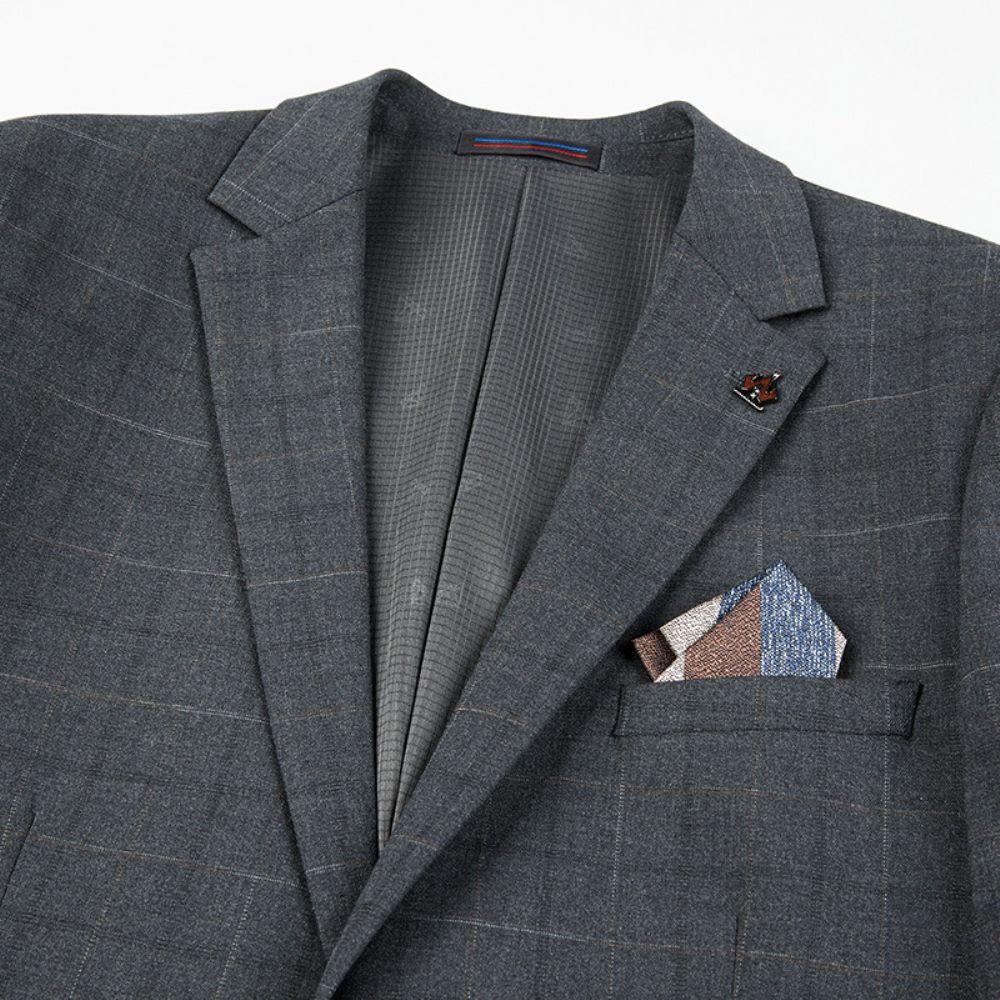 2024 Automne Et Hiver Plaid Hommes Deux Pièces Élastique Costume Décontracté
