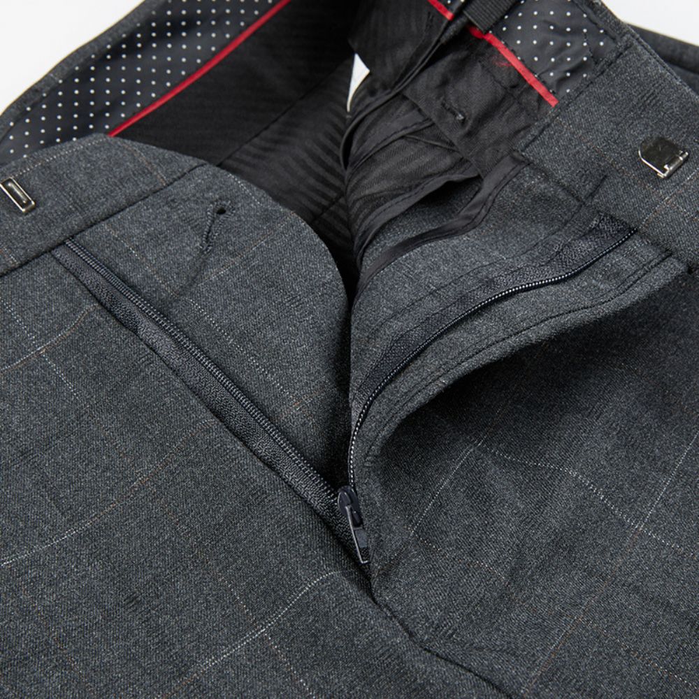 2024 Automne Et Hiver Plaid Hommes Deux Pièces Élastique Costume Décontracté