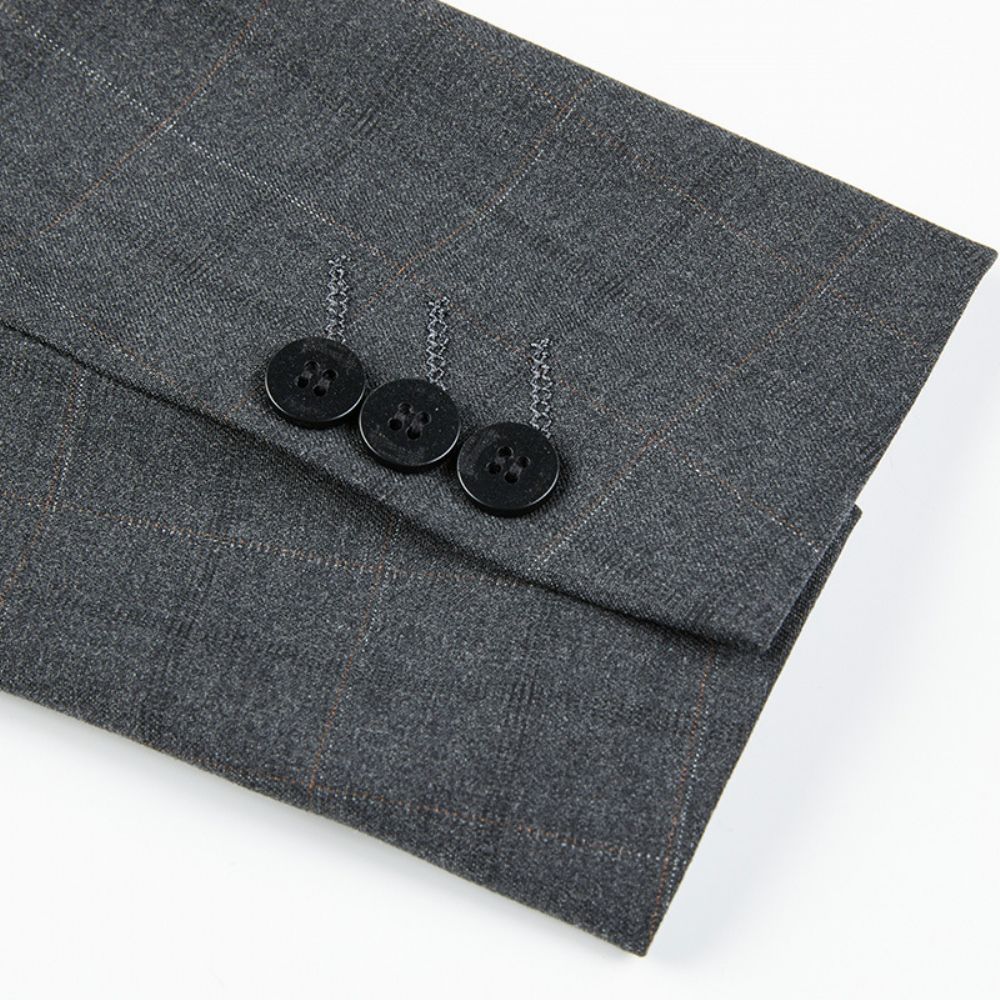 2024 Automne Et Hiver Plaid Hommes Deux Pièces Élastique Costume Décontracté