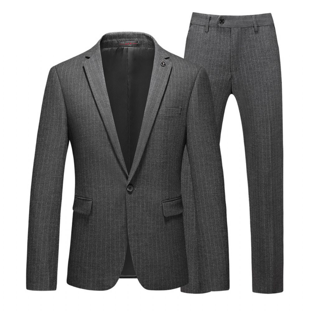 Costume Pour Hommes D'affaires Décontracté Deux Pièces Mode Robe Marié Mariage Rayé Meilleur D'homme