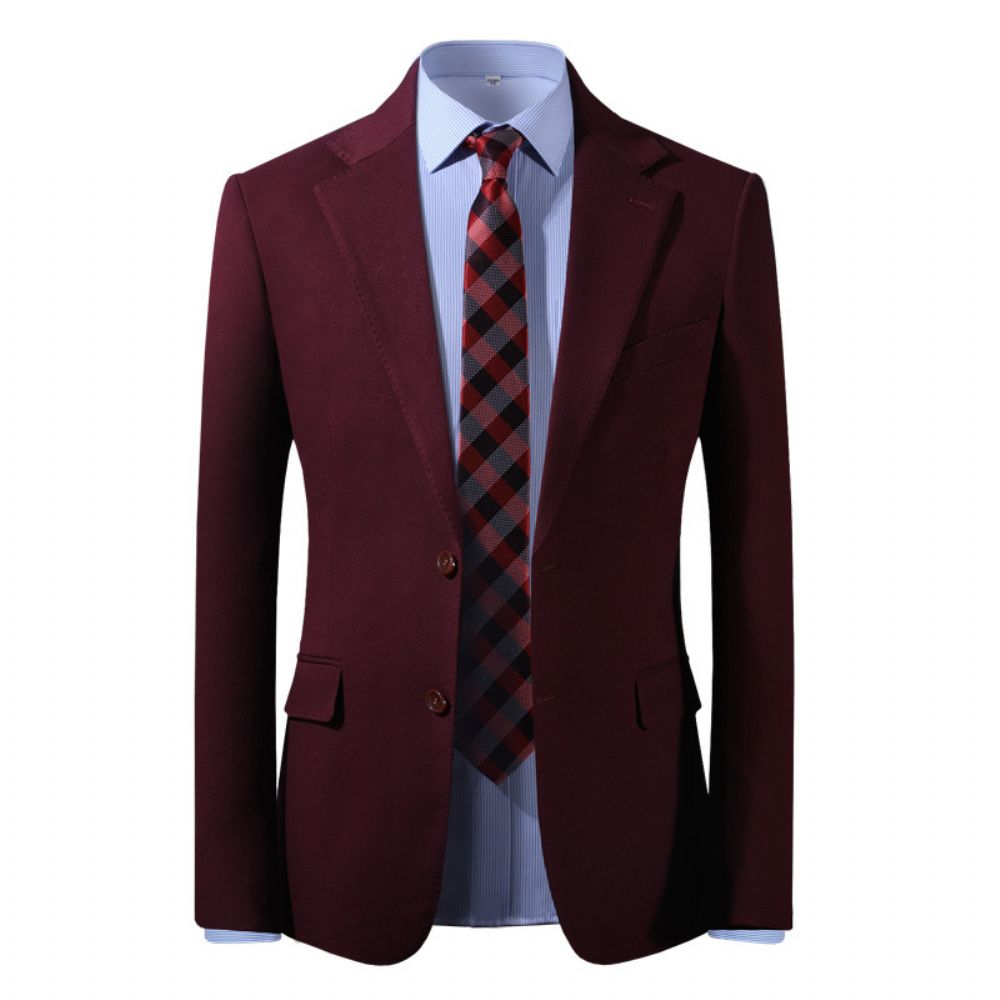 Vin Rouge Costume Hommes Mince Mode Décontracté Mariage Officiant Robe Trois Pièces