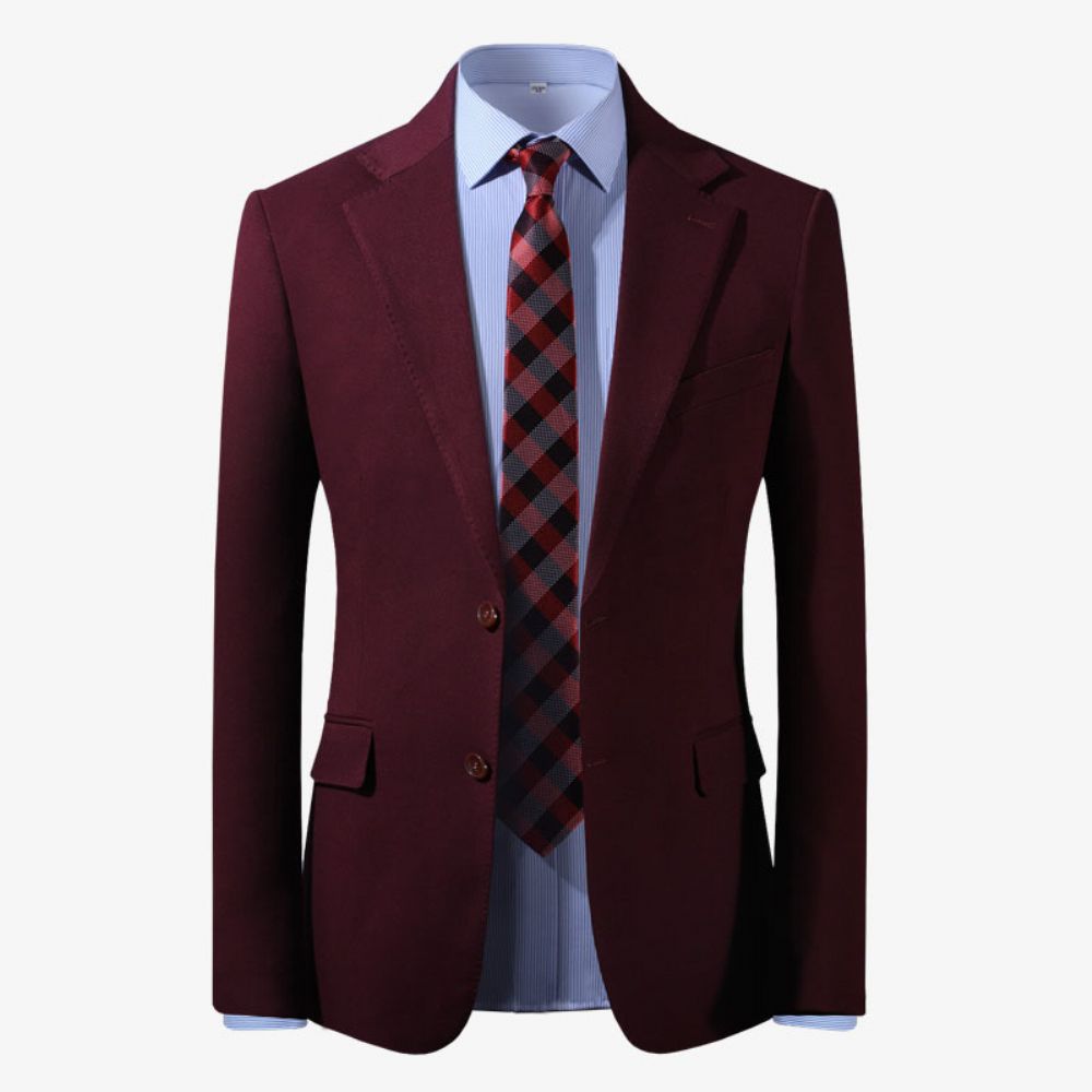 Vin Rouge Costume Hommes Mince Mode Décontracté Mariage Officiant Robe Trois Pièces