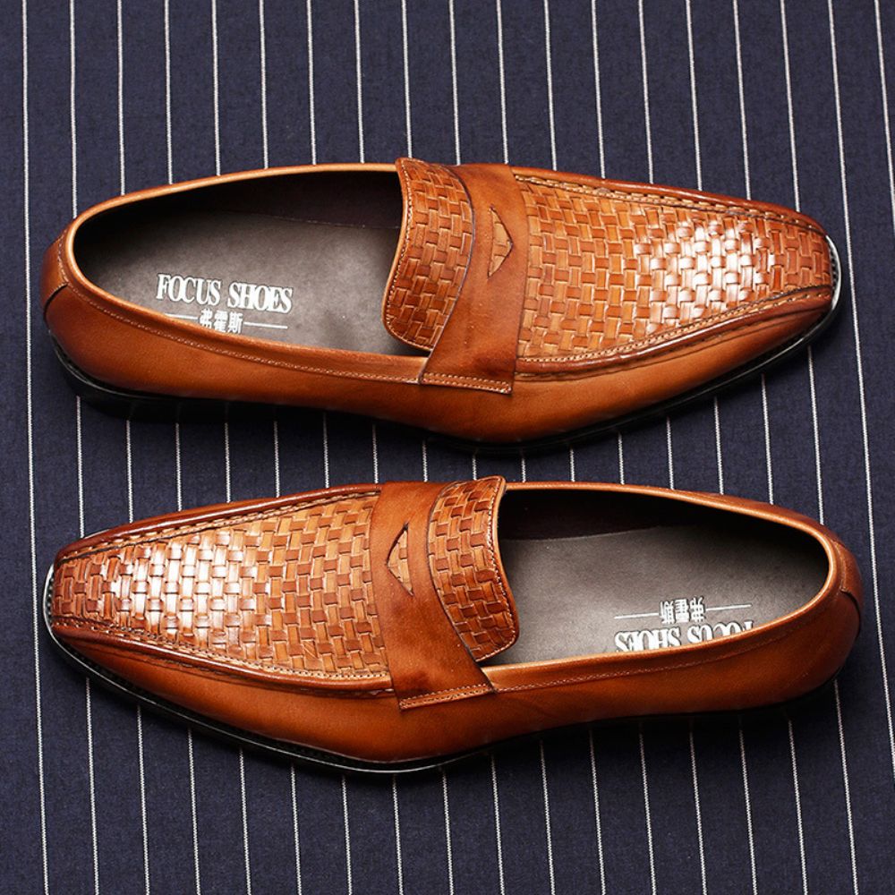 Chaussures En Cuir Pour Hommes Tissées À La Main Haut Gamme Formelles Style Britannique