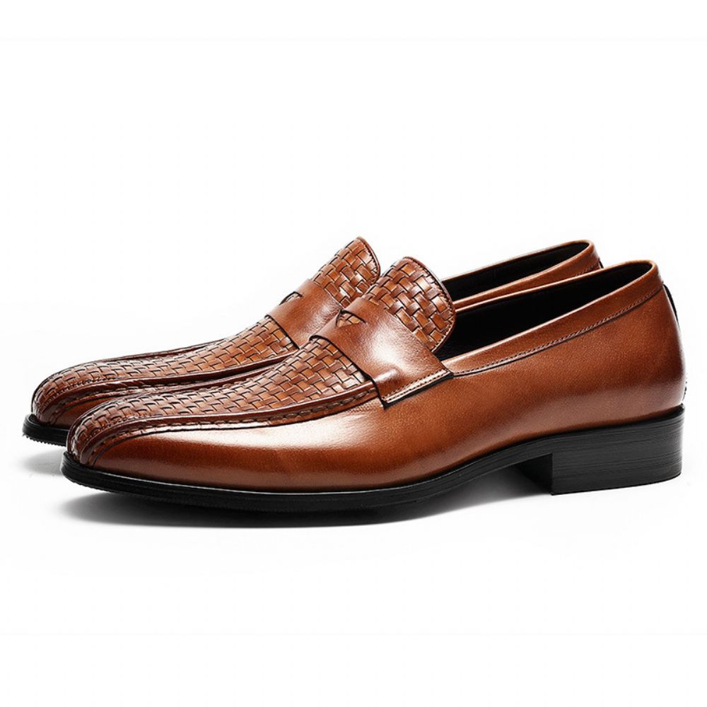 Chaussures En Cuir Pour Hommes Tissées À La Main Haut Gamme Formelles Style Britannique