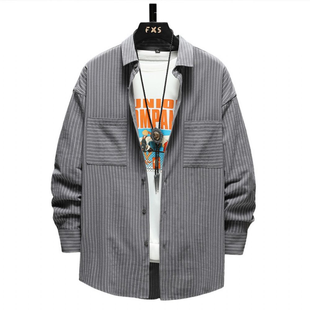 Chemises Rayées À Manches Longues Pour Hommes Printemps Vêtements Travail Décontractés Fond