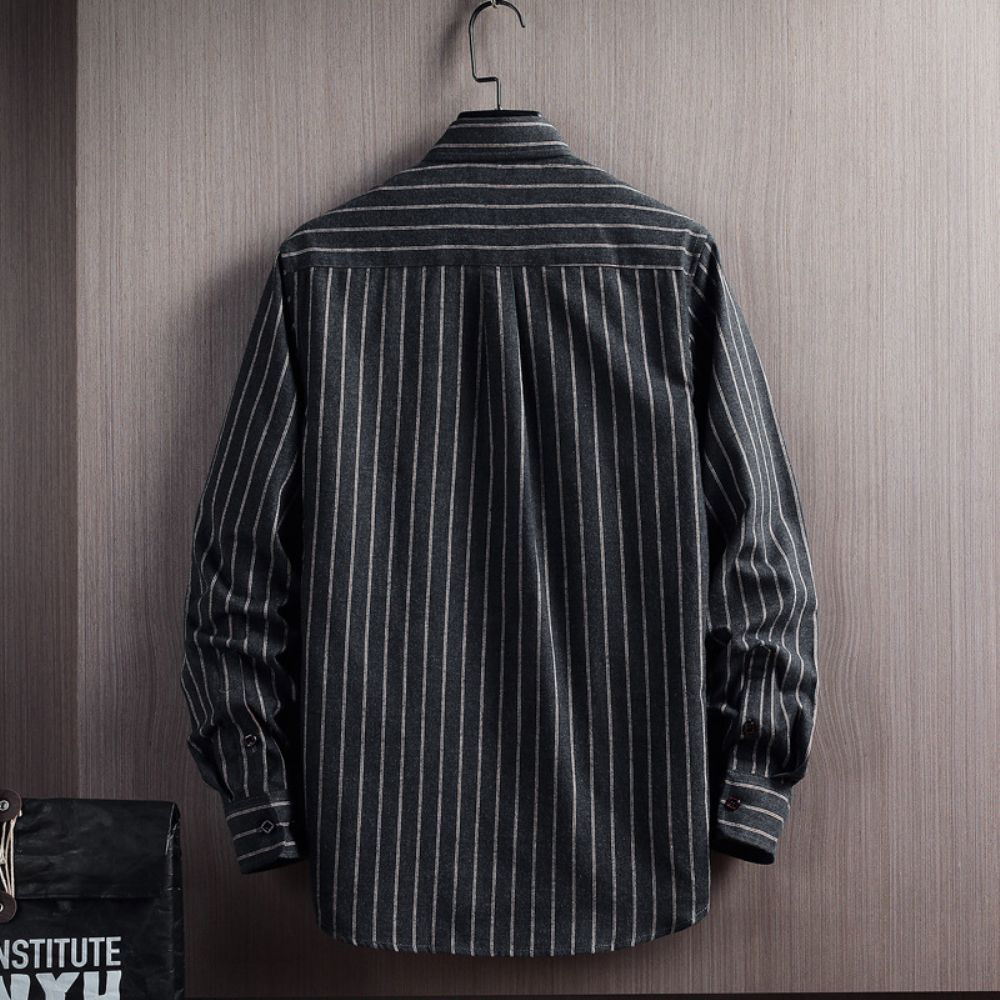 Haut Veste Chemise Décontractée À Manches Longues Rayures Pour Hommes D'automne Et D'hiver