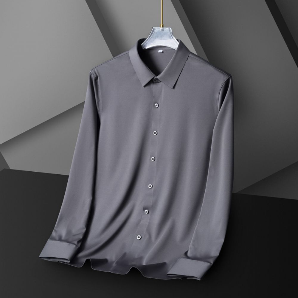 Printemps Chemise À Manches Longues Hommes Revers Col Carré Salopette Bas Simple