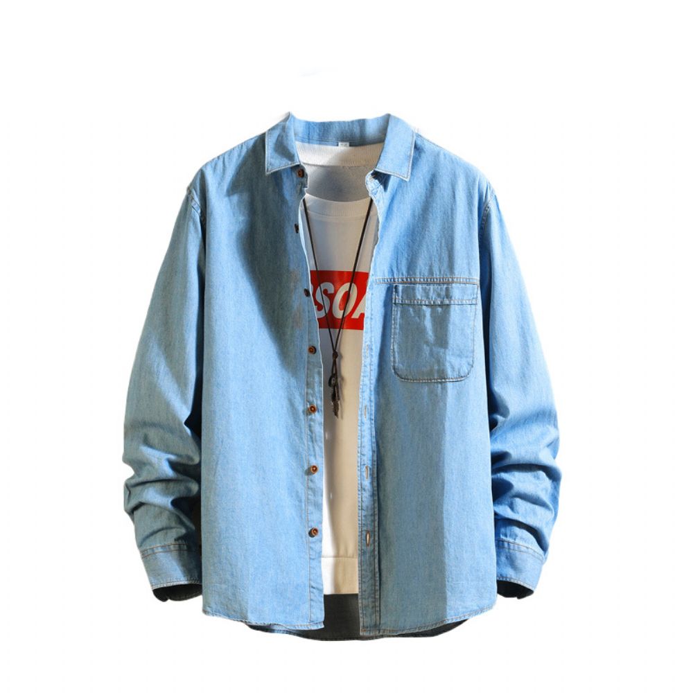Tendance La Personnalité Veste À Manches Longues En Denim Revers Pour Hommes D'automne