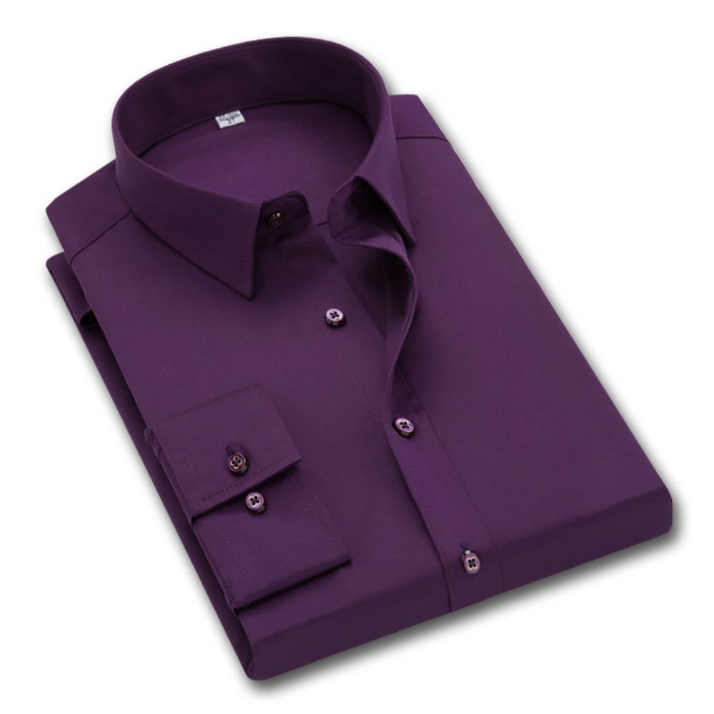 Veste Chemise Décontractée D'affaires À Manches Longues Pour Hommes D'automne Couleur Unie