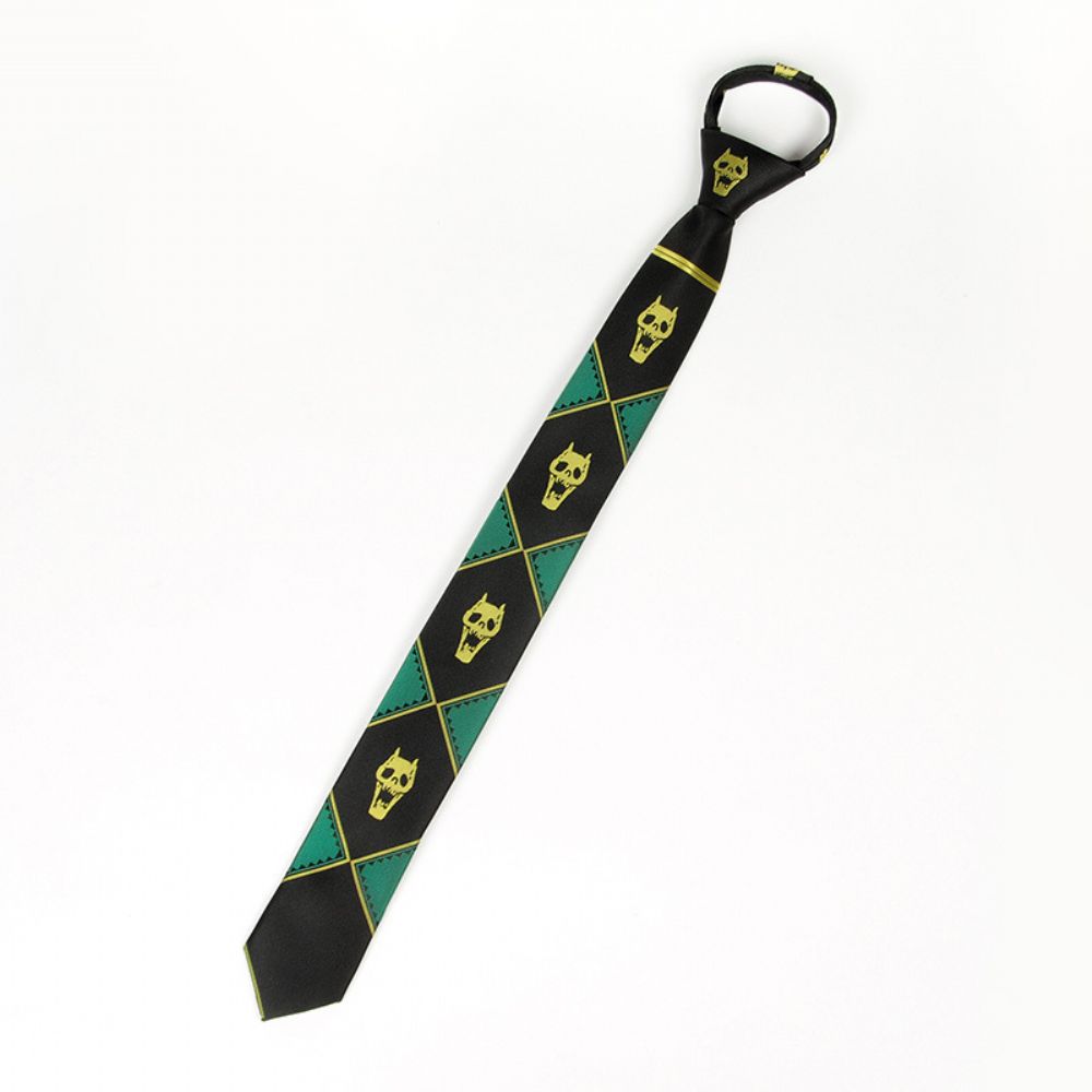 Cravate Bizarre Adventure Skull Noir Lazy Zipper Tie Pour Homme