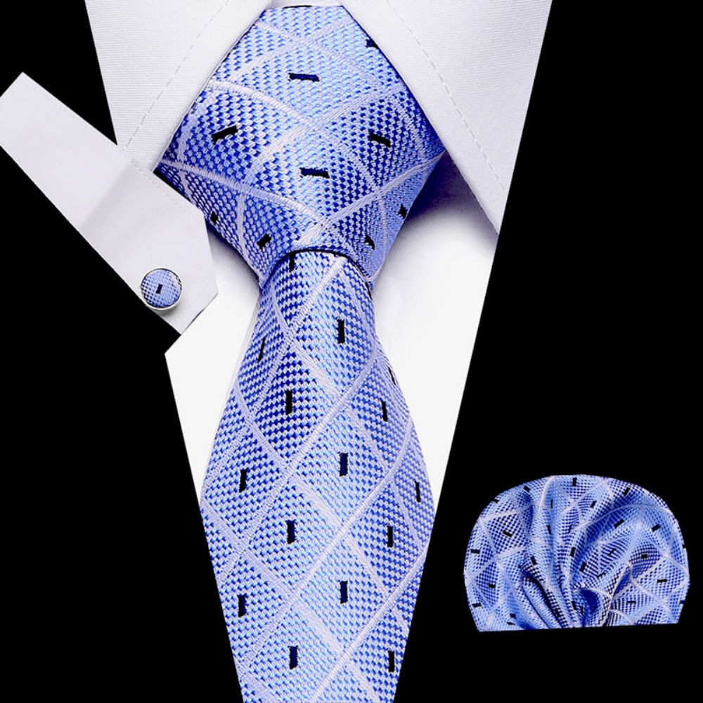 Cravate Homme Bleu 3 Pièces Ensemble Robe
